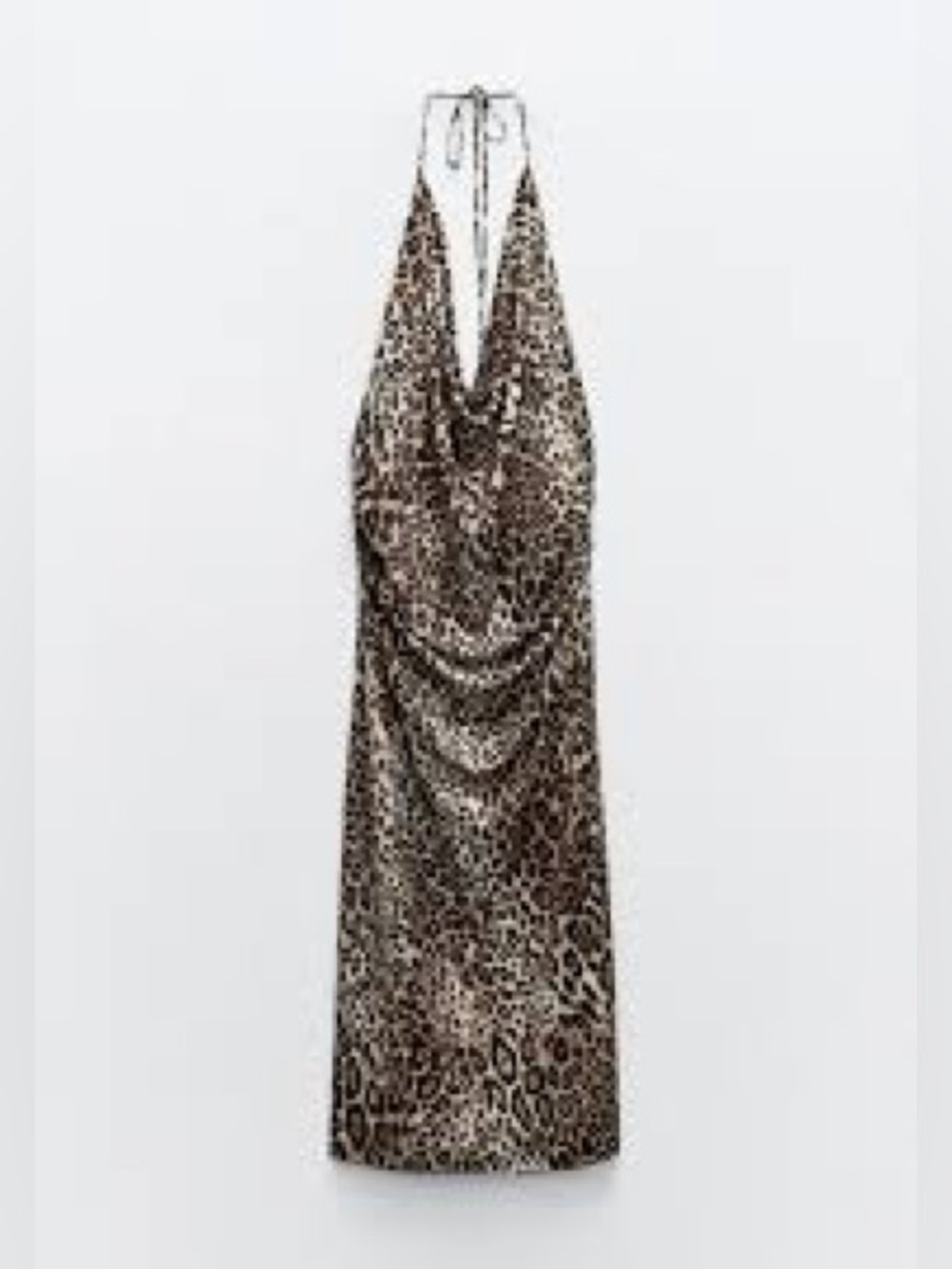 Zara Leopard Print Midi Halter Dress